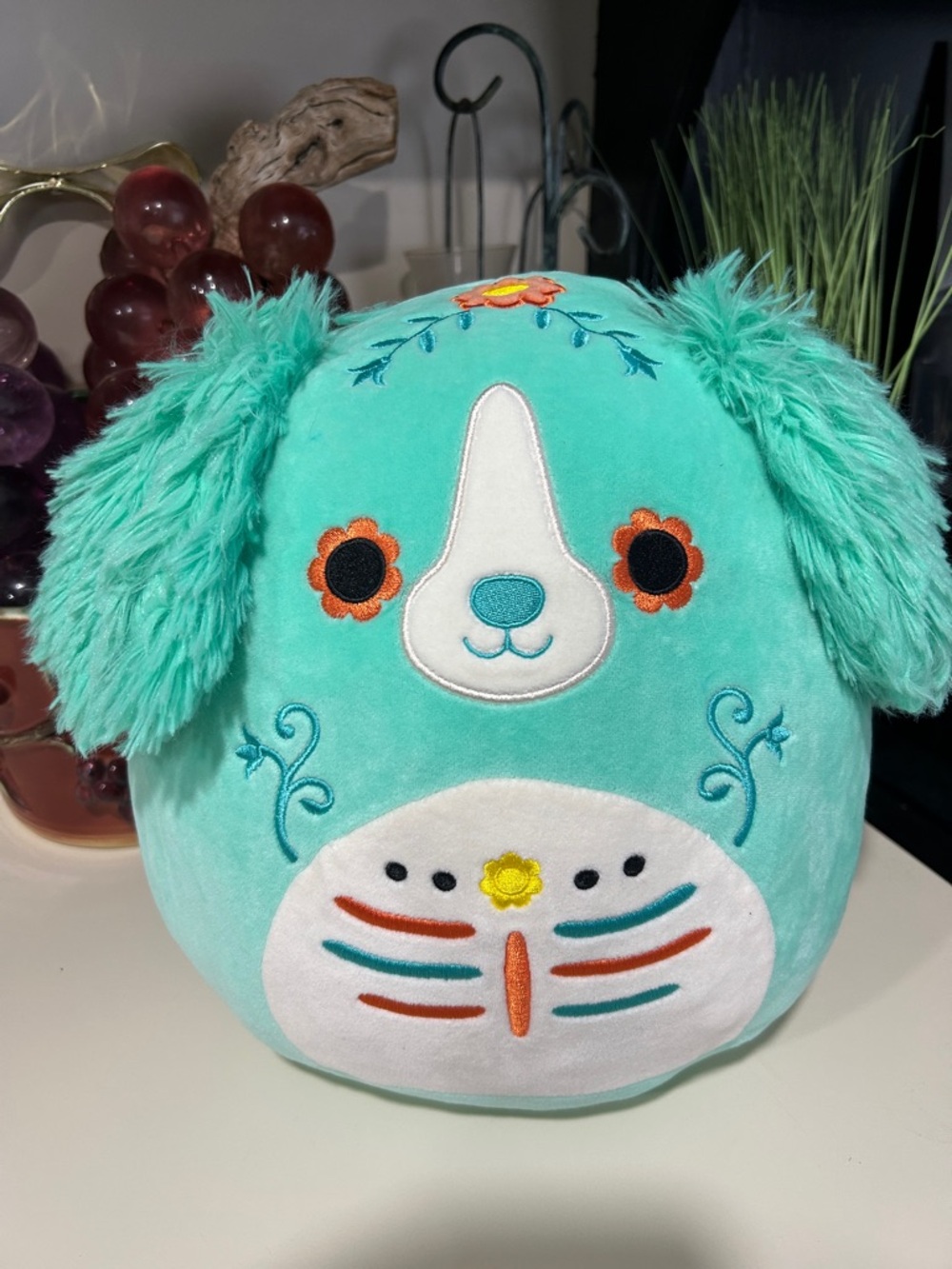 Squishmallows Lisbeth Dog  Day of the Dead 11 in Teal Embroidered